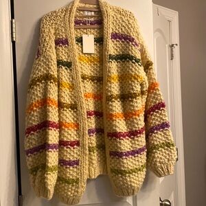 Brand new multicolor and cream cardigan